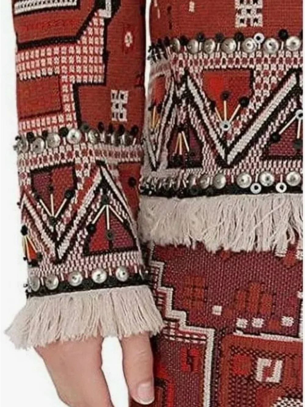 Tory Burch Patterned Rust and Brown Knit Sweater